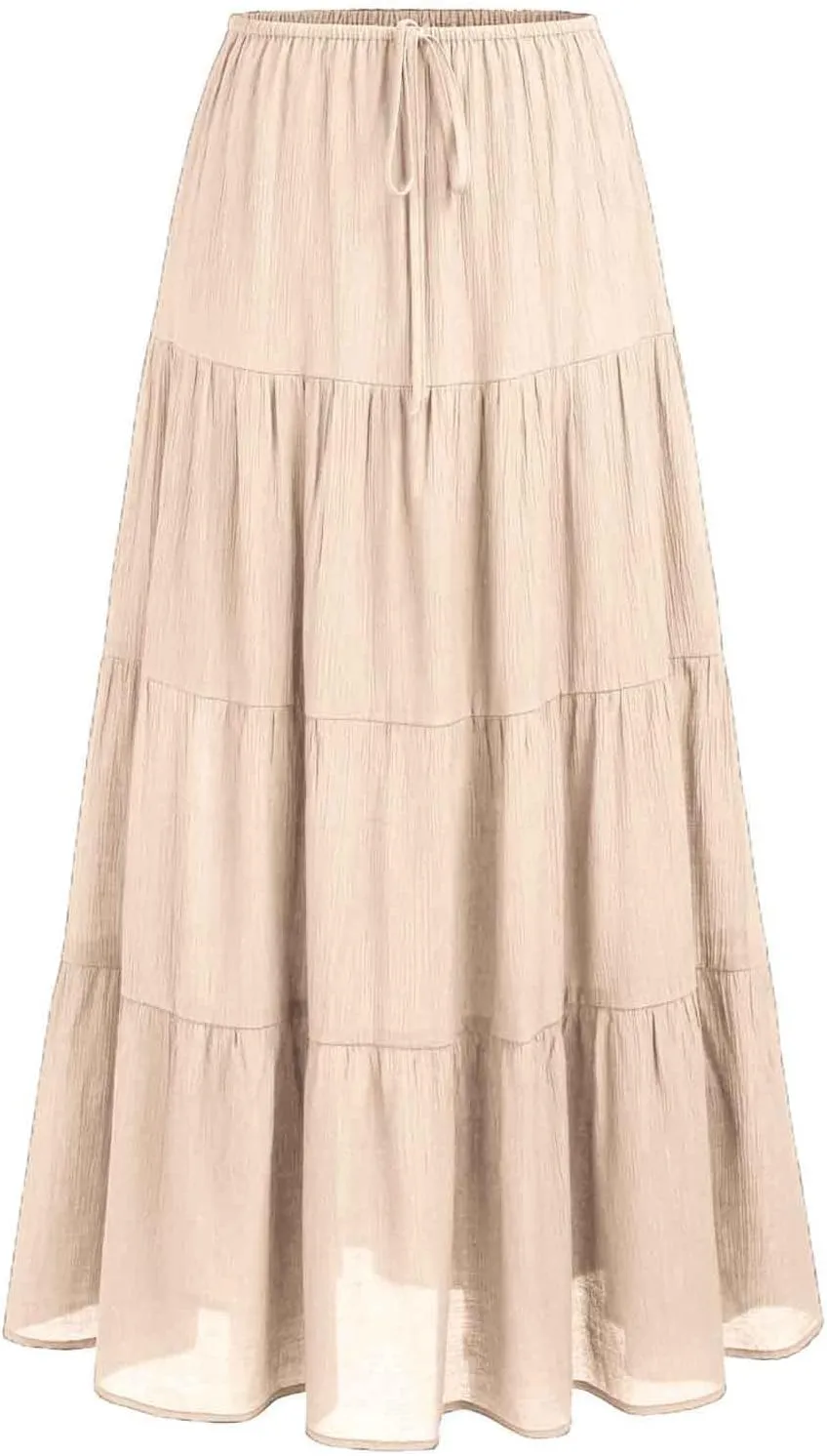 Oplxuo Women's Maxi Skirt Summer Beach Boho Long Skirts Tiered A-line Swing High Waist Swing Flowy Skirt