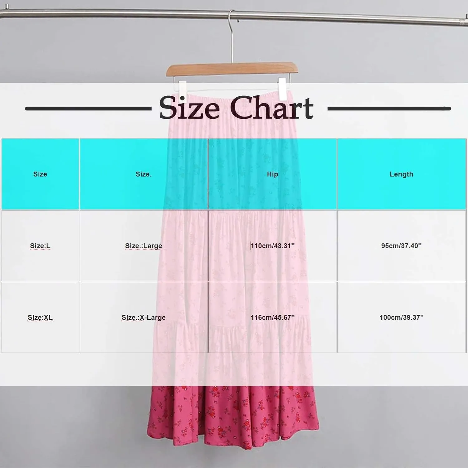 Oplxuo Women's Maxi Skirts Elastic High Waist Tiered Pleated Floral Printed A-Line Flowy Boho Long Skirts