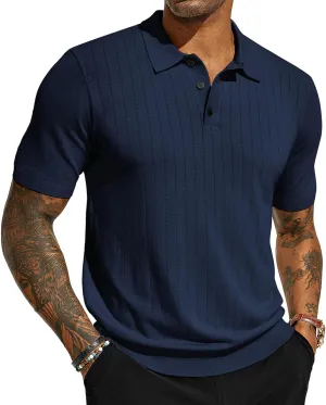 PJ PAUL JONES Men's Polo Shirts Short Sleeve Hollow Out Knit Polo Shirts Summer Lightweight Polo Sweater