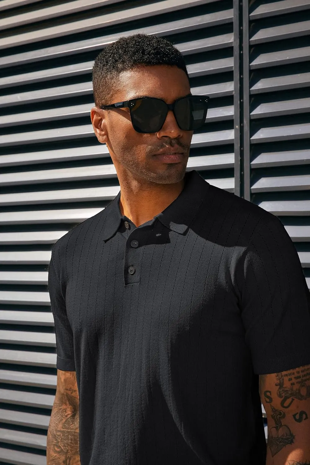PJ PAUL JONES Men's Polo Shirts Short Sleeve Hollow Out Knit Polo Shirts Summer Lightweight Polo Sweater