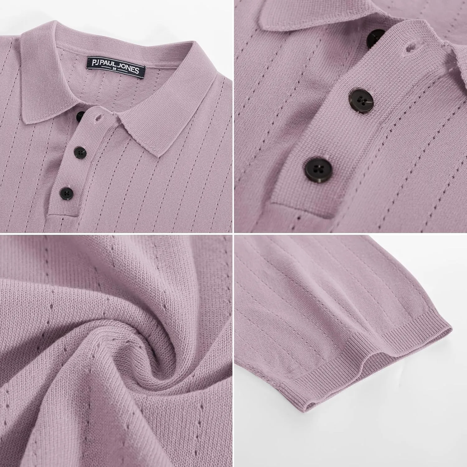 PJ PAUL JONES Men's Polo Shirts Short Sleeve Hollow Out Knit Polo Shirts Summer Lightweight Polo Sweater