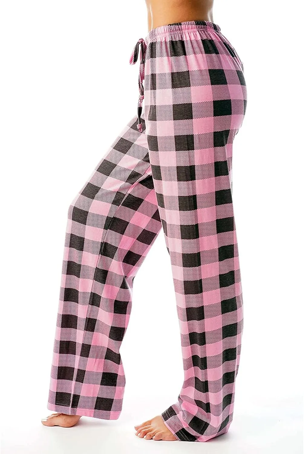 Plaid Pajama Pants Women Stretch Comfy Lounge Pants Drawstring Lounge Striped Pajama Bottoms with Pockets
