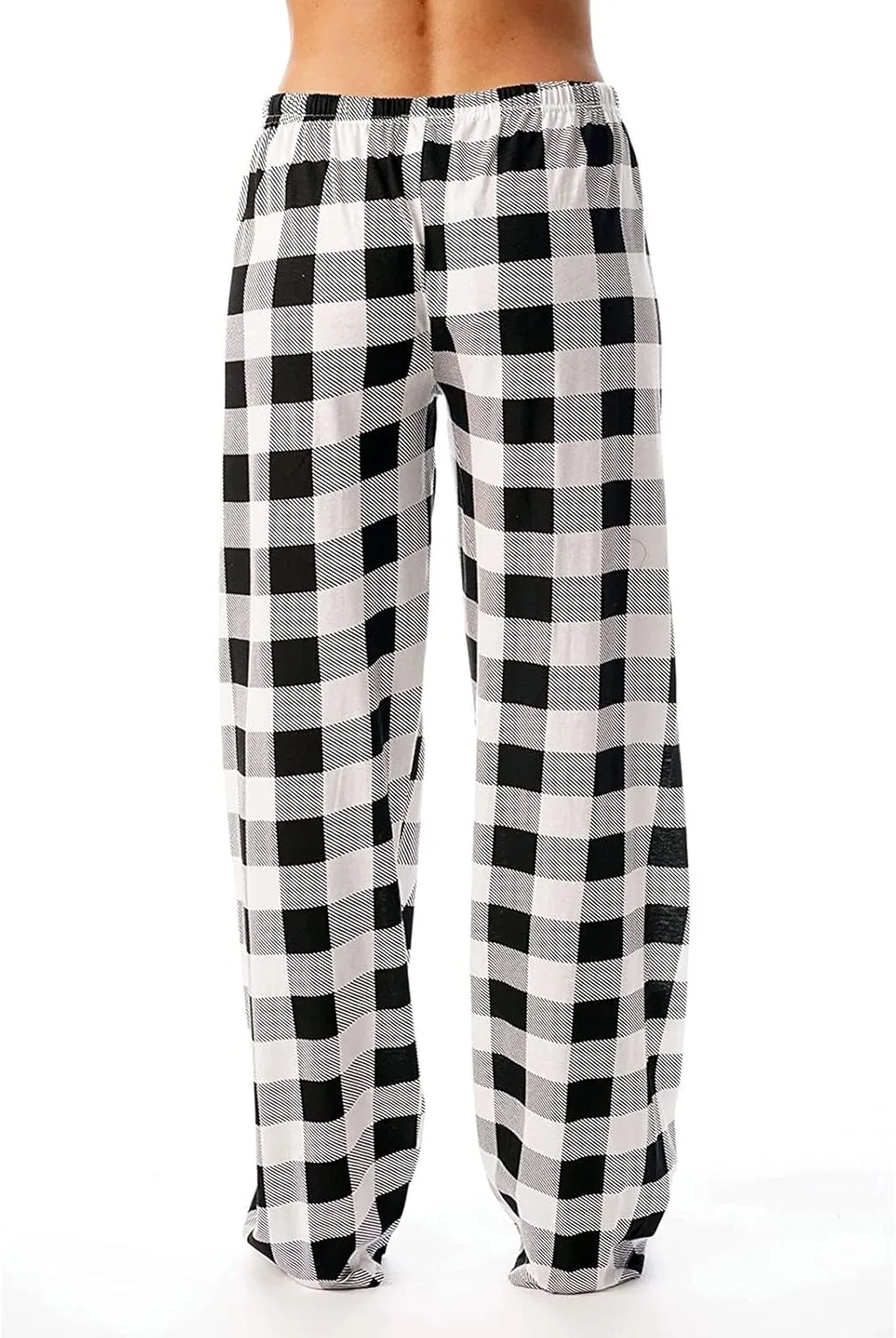 Plaid Pajama Pants Women Stretch Comfy Lounge Pj Pants Drawstring Lounge Striped Pajama Bottoms with Pockets