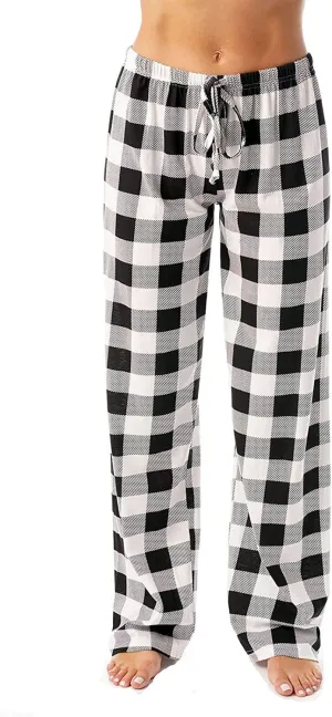 Plaid Pajama Pants Women Stretch Comfy Lounge Pj Pants Drawstring Lounge Striped Pajama Bottoms with Pockets