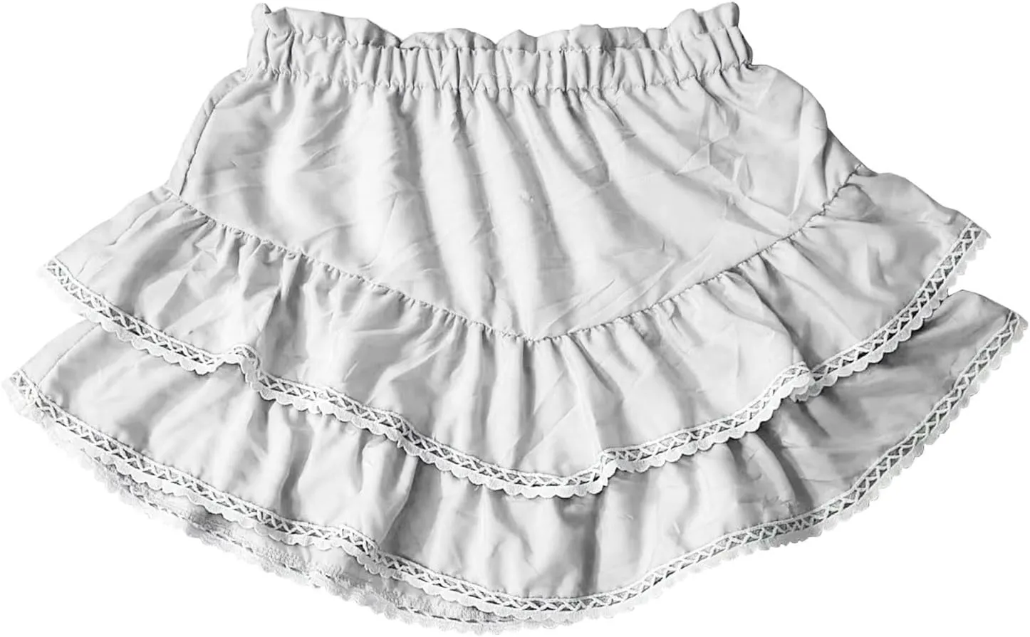 Pleated Mini Skirts for Women High Waisted Elastic Skirt Layered Ruffle Hem Skirts Flowy Tiered Flared Skirt