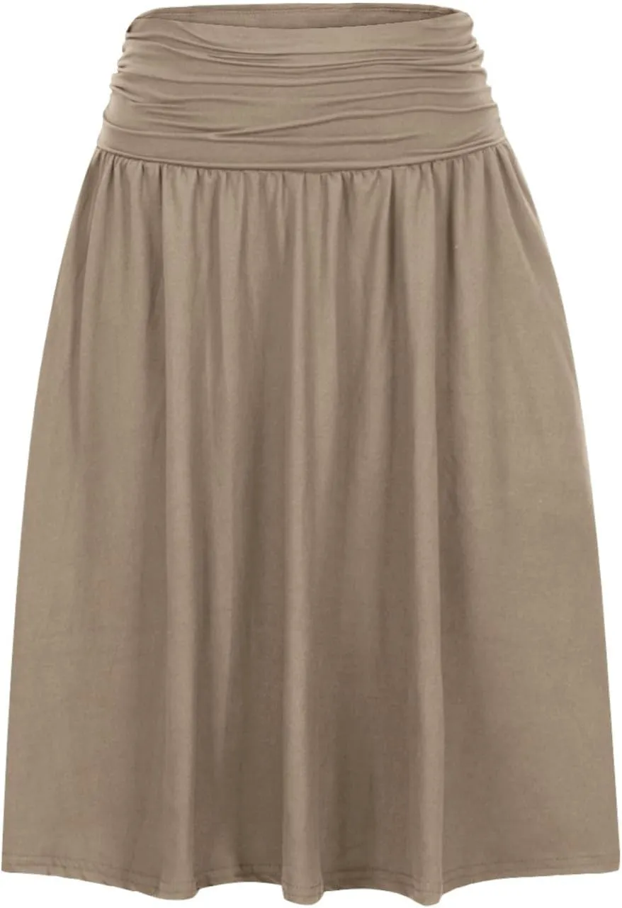 Pleated Skirt Women High Waisted Flowy Mini Skirts Casual Comfy Solid Color Half Skirt Soft Ruffle a Line Skirts