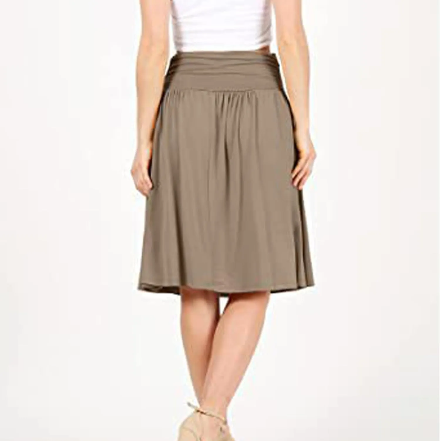 Pleated Skirt Women High Waisted Flowy Mini Skirts Casual Comfy Solid Color Half Skirt Soft Ruffle a Line Skirts