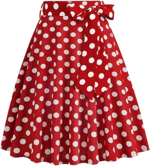Pleated Skirts for Women Trendy Dot Color Print Loose A-Line Stretch Flared Mini Skirts for Women Summer Streetwear