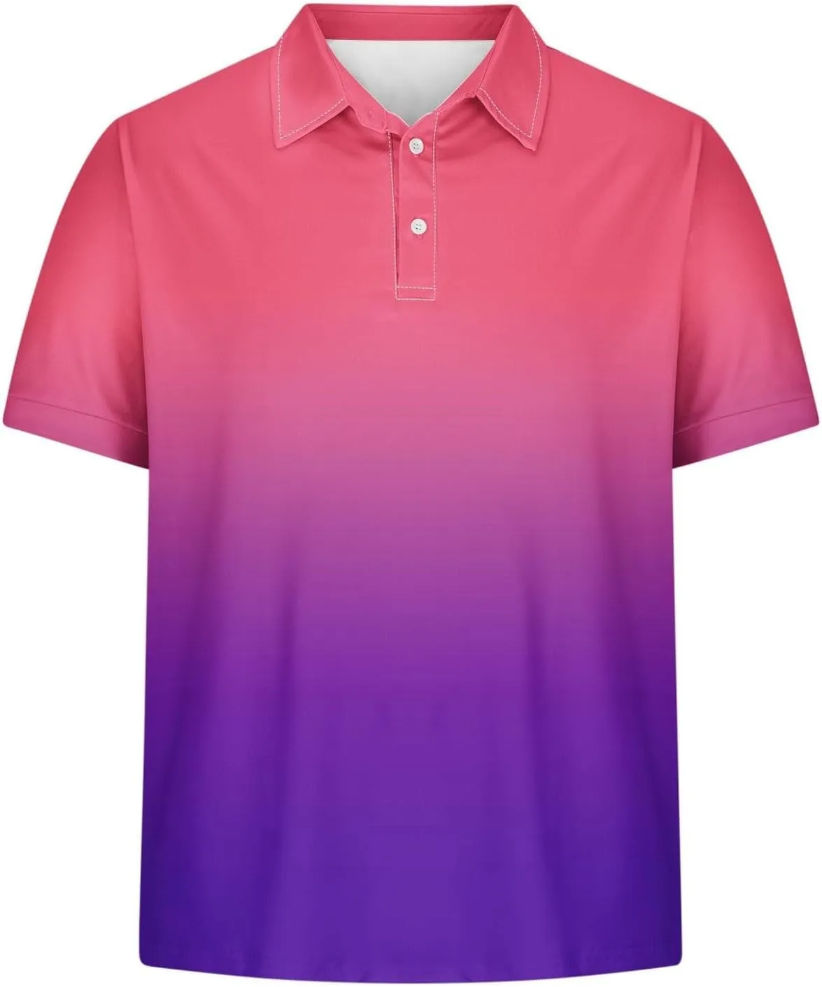 Polo Shirts for Men Short Sleeve Button Down Collar Gradient Tee Dressy Casual Business Work Tshirt Summer Golf Tops