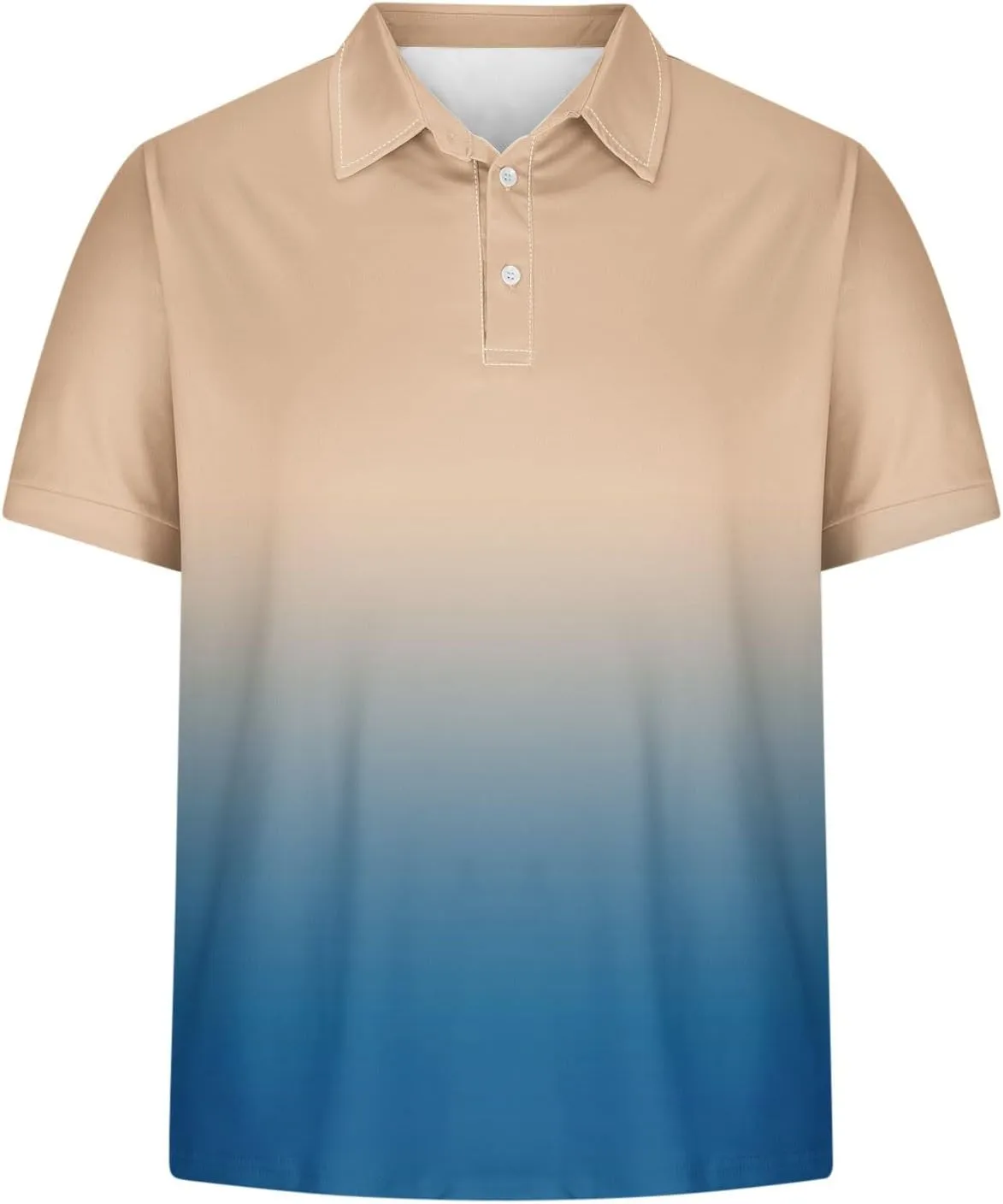 Polo Shirts for Men Short Sleeve Button Down Collar Gradient Tees Dressy Casual Business Work Tshirt Summer Golf Tops