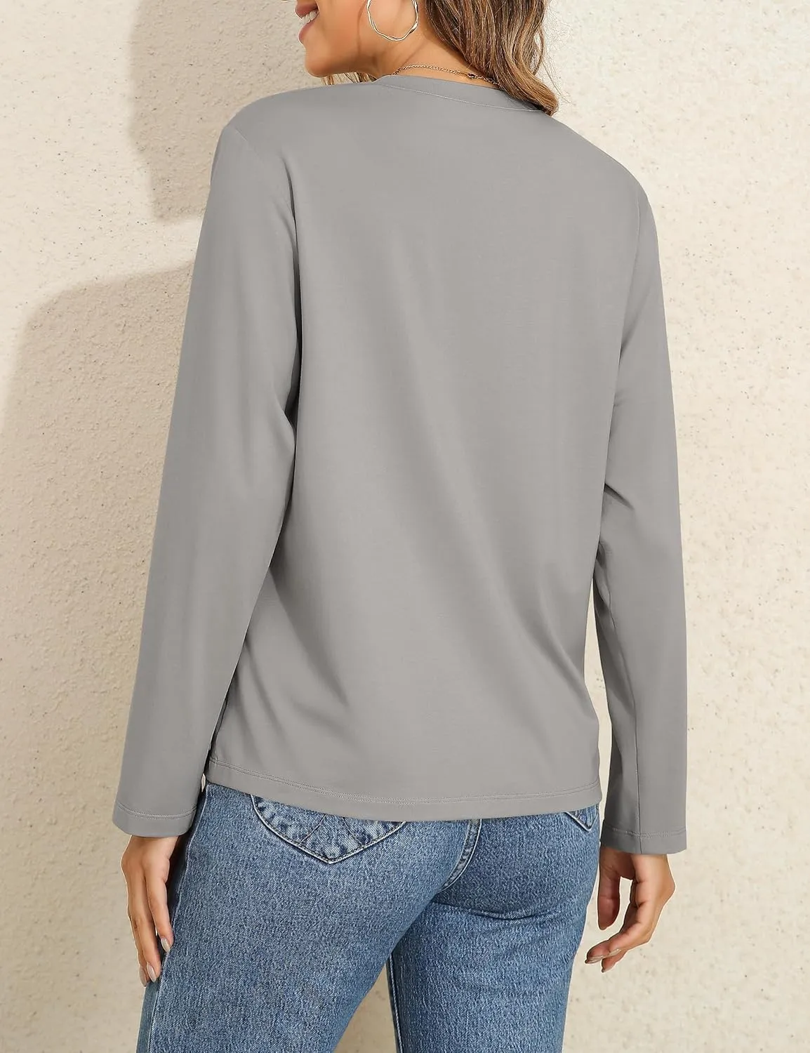 PrettyGuide Womens Long Sleeve Shirts Modal Cotton Basic Tee Crewneck Loose Fit Tops