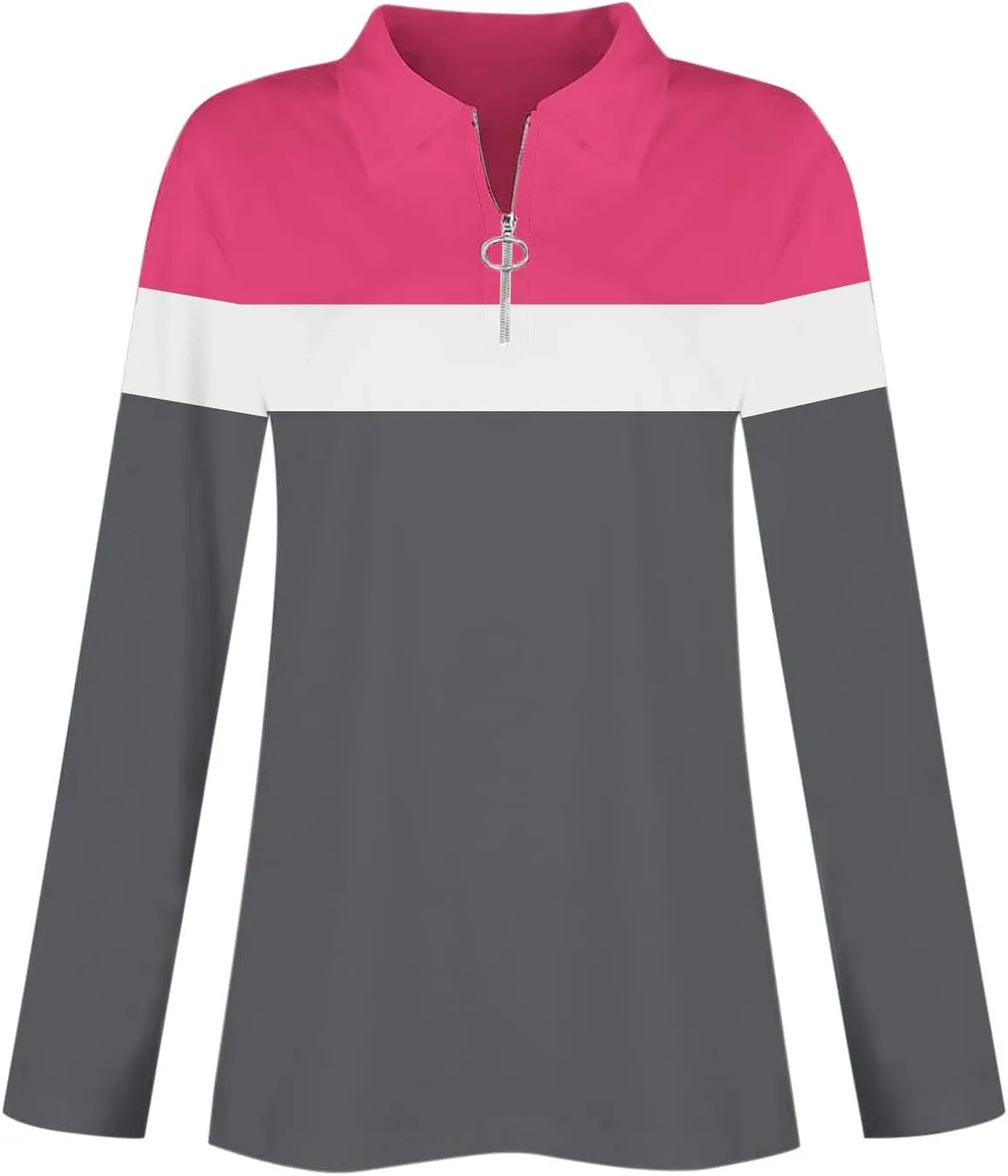 Quarter Zip Pullover Women Long Sleeve Collared Shirts Cozy Soft Tops Pullover Trendy Printed T-Shirts Casual Blouses