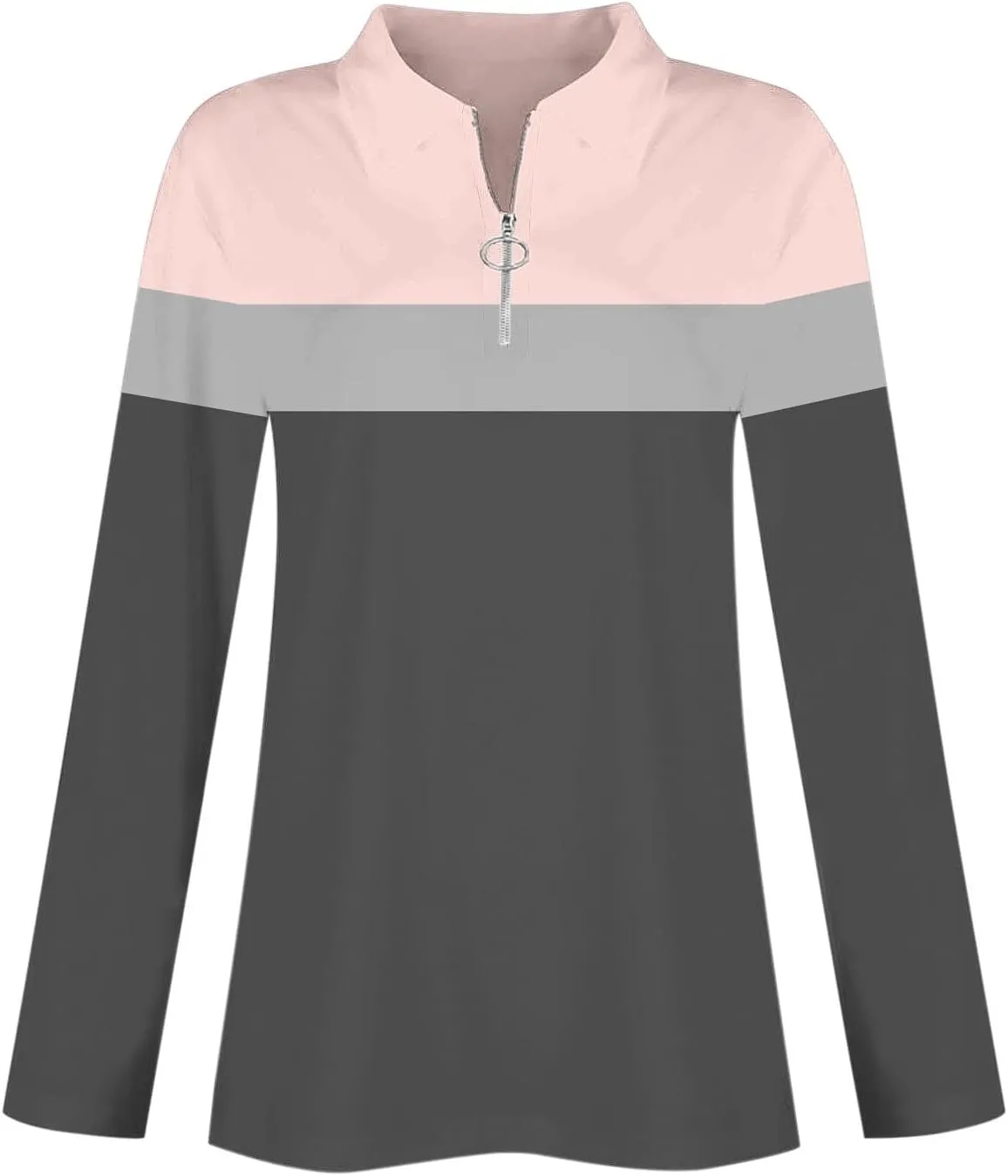 Quarter Zip Pullover Women Long Sleeve Collared Shirts Cozy Soft Tops Pullover Trendy Printed T-Shirts Casual Blouses