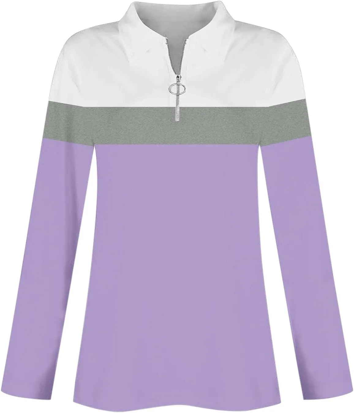 Quarter Zip Pullover Women Long Sleeve Collared Shirts Cozy Soft Tops Pullover Trendy Printed T-Shirts Casual Blouses