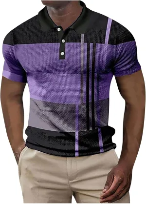 Quick Dry Polo Shirts for Men Golf Shirt Geometry Turndown 3D Print Outdoor Street Short Sleeves Button-Down Print Clothing