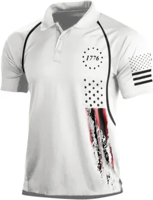 Quick Dry Polo Shirts for Men Retro Outdoor Top Digital Printing Short-Sleeved Top