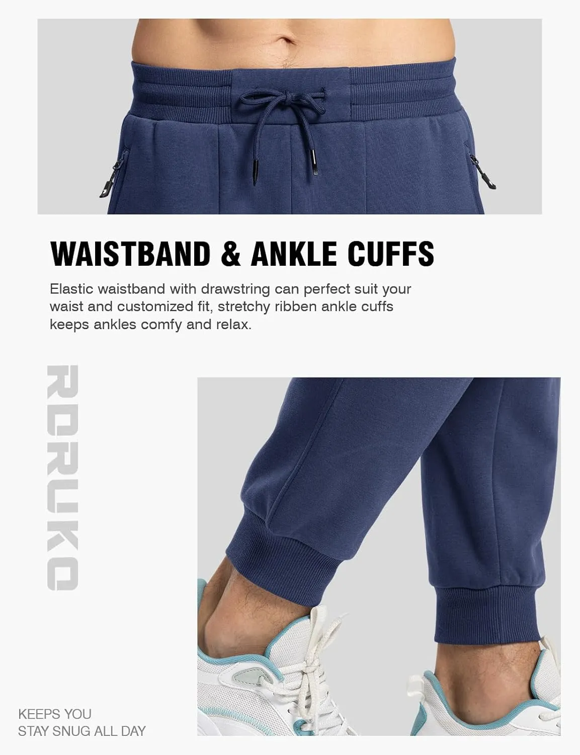 Rdruko Men's Fleece Jogger Pants Winter Thicken Sweatpants Warm Track Pants with Pockets