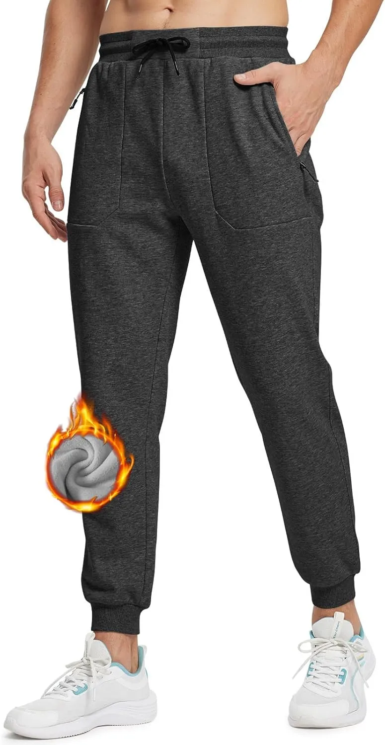 Rdruko Men's Fleece Jogger Pants Winter Thicken Sweatpants Warm Track Pants with Pockets