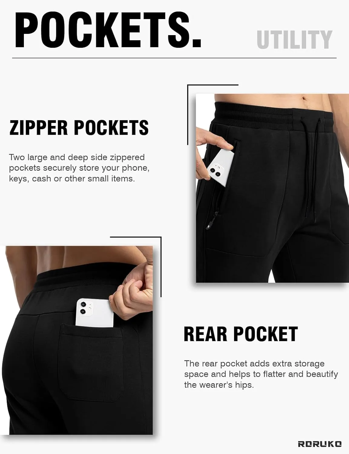 Rdruko Men's Fleece Jogger Pants Winter Thicken Sweatpants Warm Track Pants with Pockets