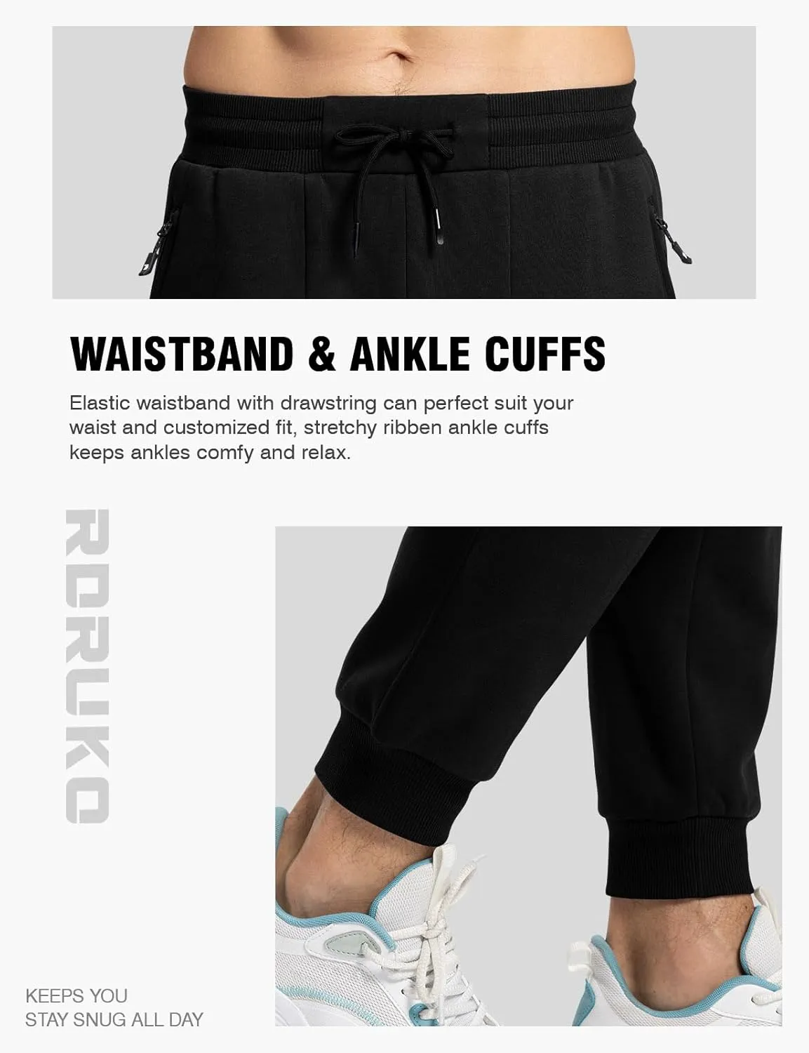 Rdruko Men's Fleece Jogger Pants Winter Thicken Sweatpants Warm Track Pants with Pockets