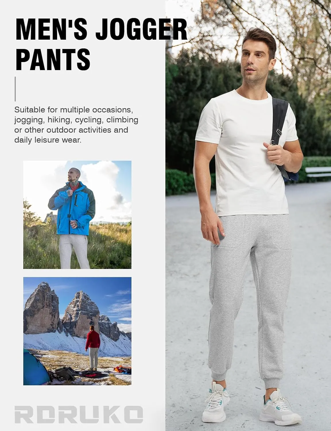 Rdruko Men's Fleece Jogger Pants Winter Thicken Sweatpants Warm Track Pants with Pockets