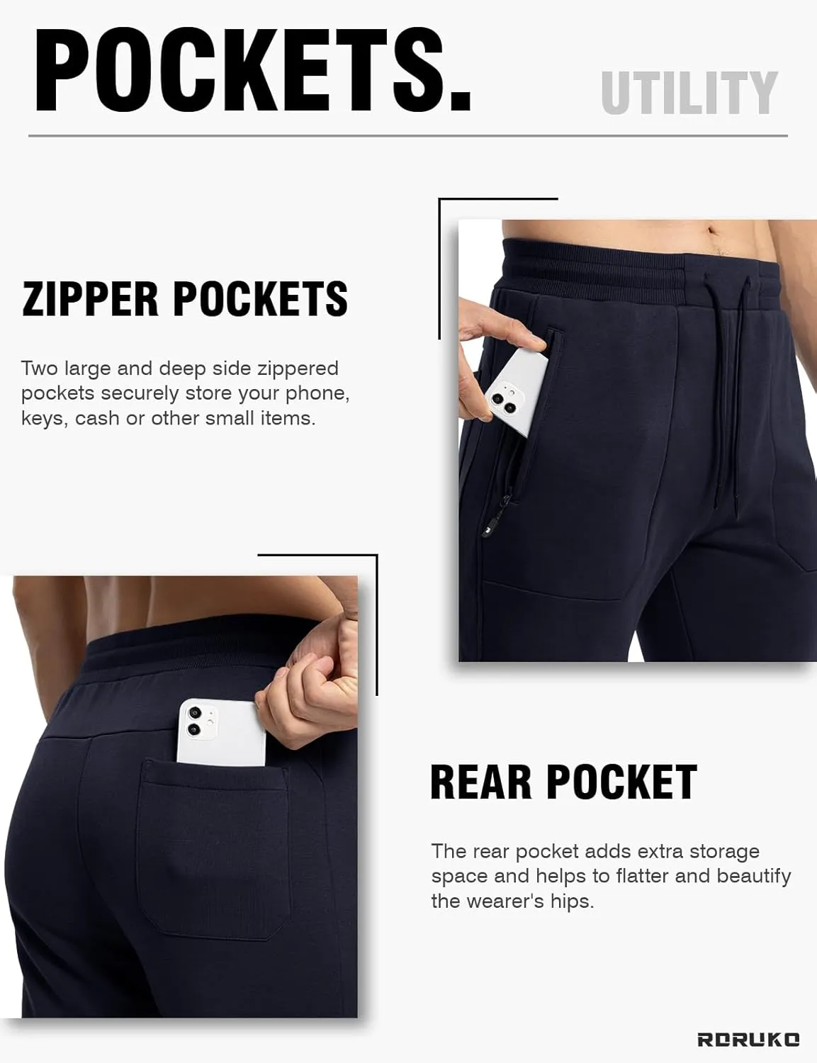 Rdruko Men's Fleece Jogger Pants Winter Thicken Sweatpants Warm Track Pants with Pockets