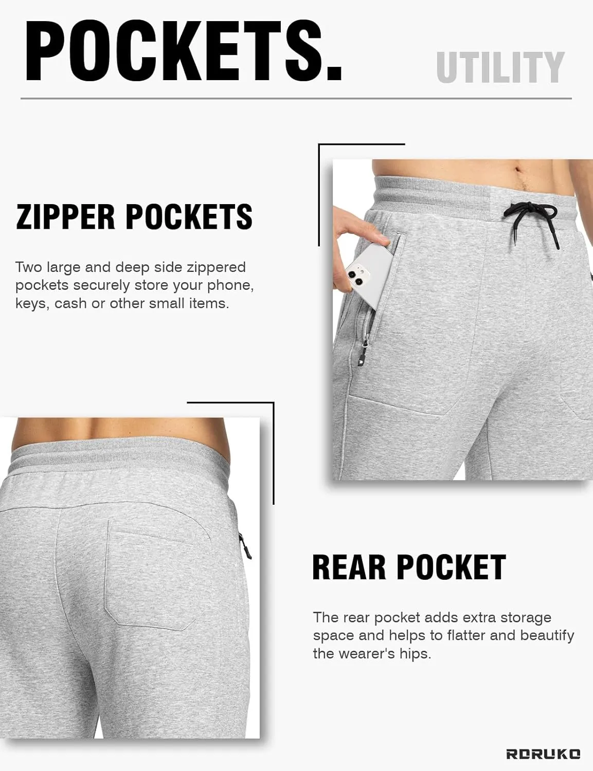 Rdruko Men's Fleece Jogger Pants Winter Thicken Sweatpants Warm Track Pants with Pockets