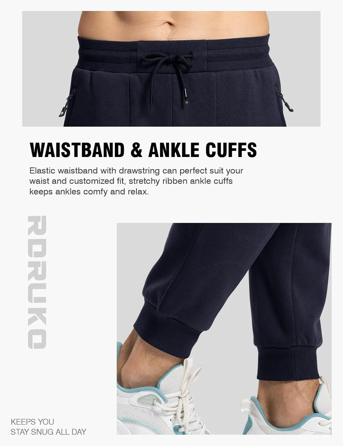 Rdruko Men's Fleece Jogger Pants Winter Thicken Sweatpants Warm Track Pants with Pockets