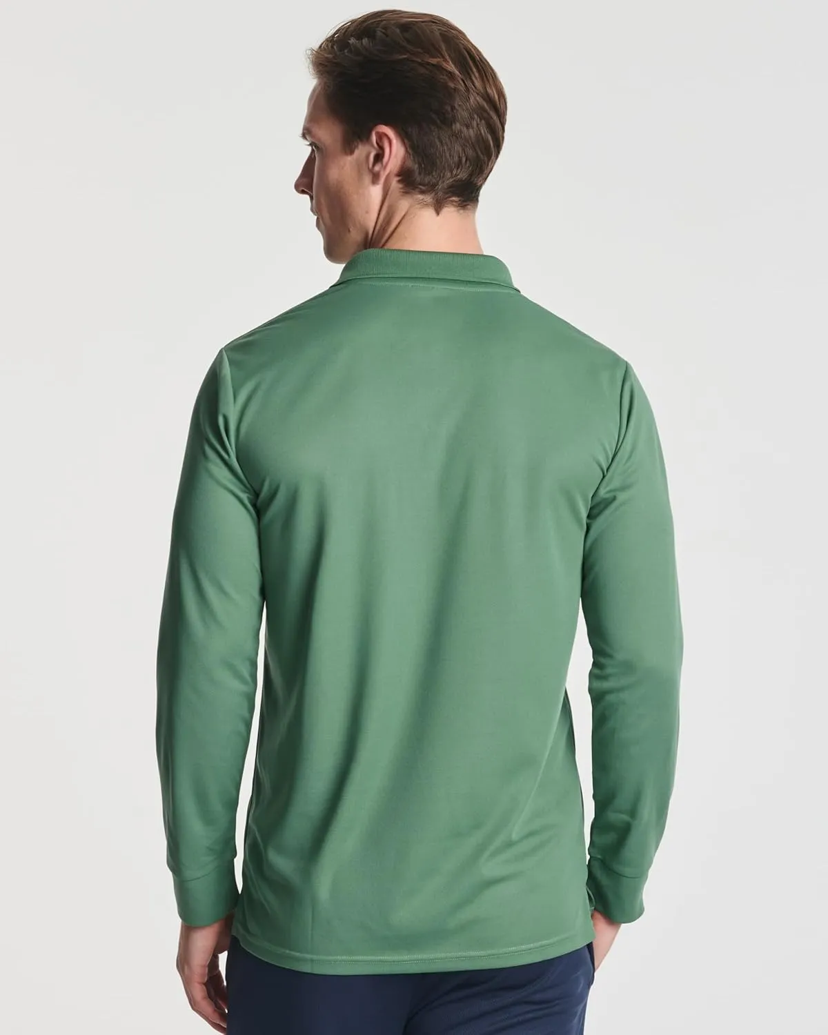 Real Essentials 3 Pack Men's Dry Fit Long-Sleeve Active Polo Shirt Casual Performance Golf (Available in Big & Tall)