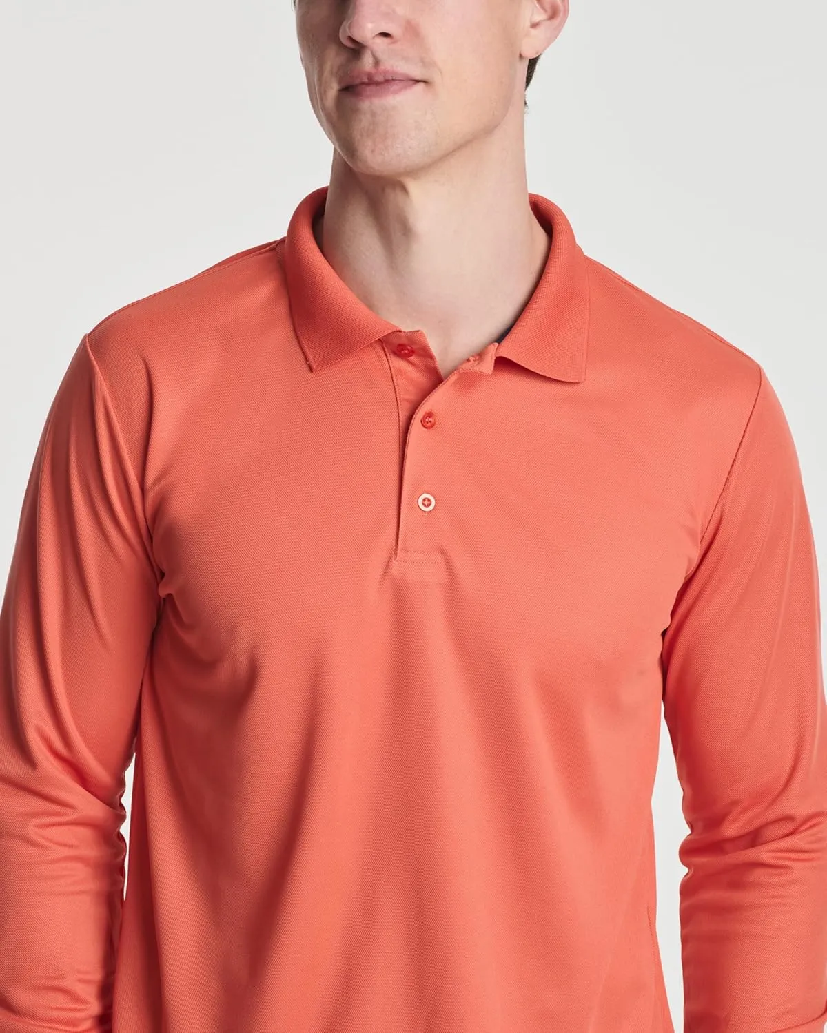 Real Essentials 3 Pack Men's Dry Fit Long-Sleeve Active Polo Shirt Casual Performance Golf (Available in Big & Tall)