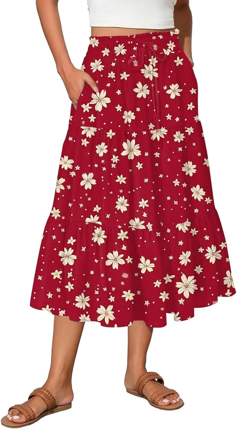 Renaissance Maxi Skirt for Women Boho Flowy Long Skirt High Waist A-Line Design