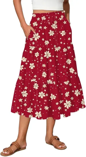 Renaissance Maxi Skirt for Women Boho Flowy Long Skirt High Waist A-Line Design
