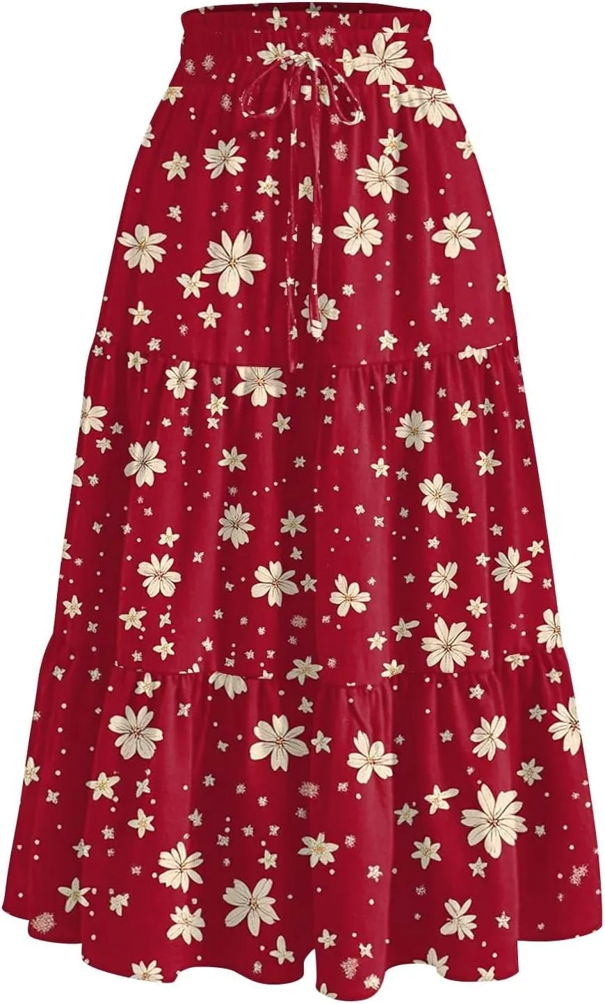 Renaissance Maxi Skirt for Women Boho Flowy Long Skirt High Waist A-Line Design