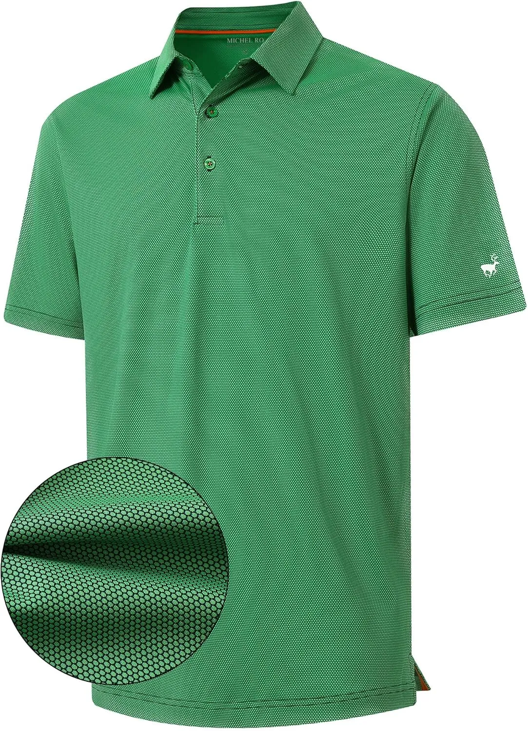 Rouen Mens Polo Shirts Short Sleeve Soft Lightweight Performance Dry Fit Jacquard Casual Collared Golf Polo Shirts for Men