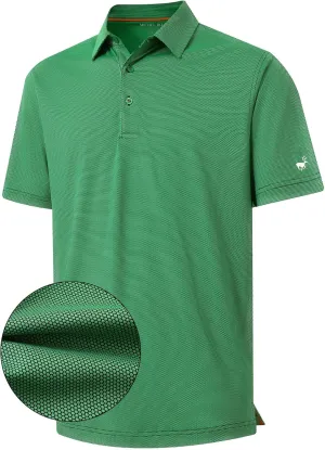 Rouen Mens Polo Shirts Short Sleeve Soft Lightweight Performance Dry Fit Jacquard Casual Collared Golf Polo Shirts for Men