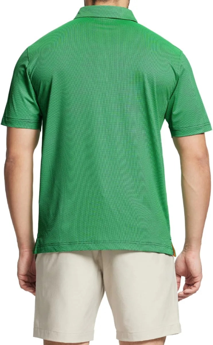 Rouen Mens Polo Shirts Short Sleeve Soft Lightweight Performance Dry Fit Jacquard Casual Collared Golf Polo Shirts for Men