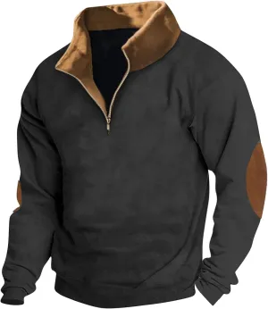 RTTUIOP Mens 1/4 Zip Pullover Sherpa Fleece Western Sweaters Long Sleeve Casua Pullover Outdoor Vneck Quarter Zip Sweatshirts