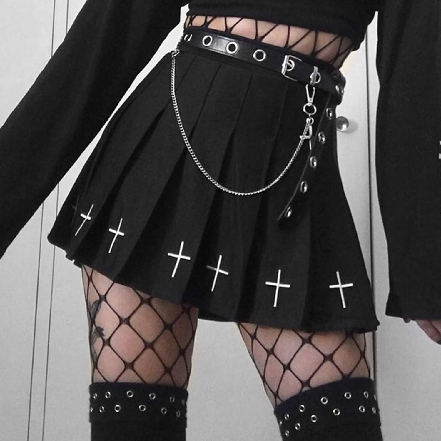 Sexy Mini Skirt for Women Women's Fashion Gothic High-Waisted Mini Skirt Ruffled Pleated Flowy Short Skirt