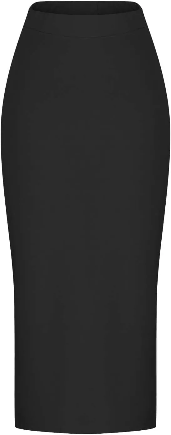 Side Slit Maxi Pencil Skirts for Women High Waist Slim Bodycon Stretch Elegant Long Skirt Party Club Night Out Skirt