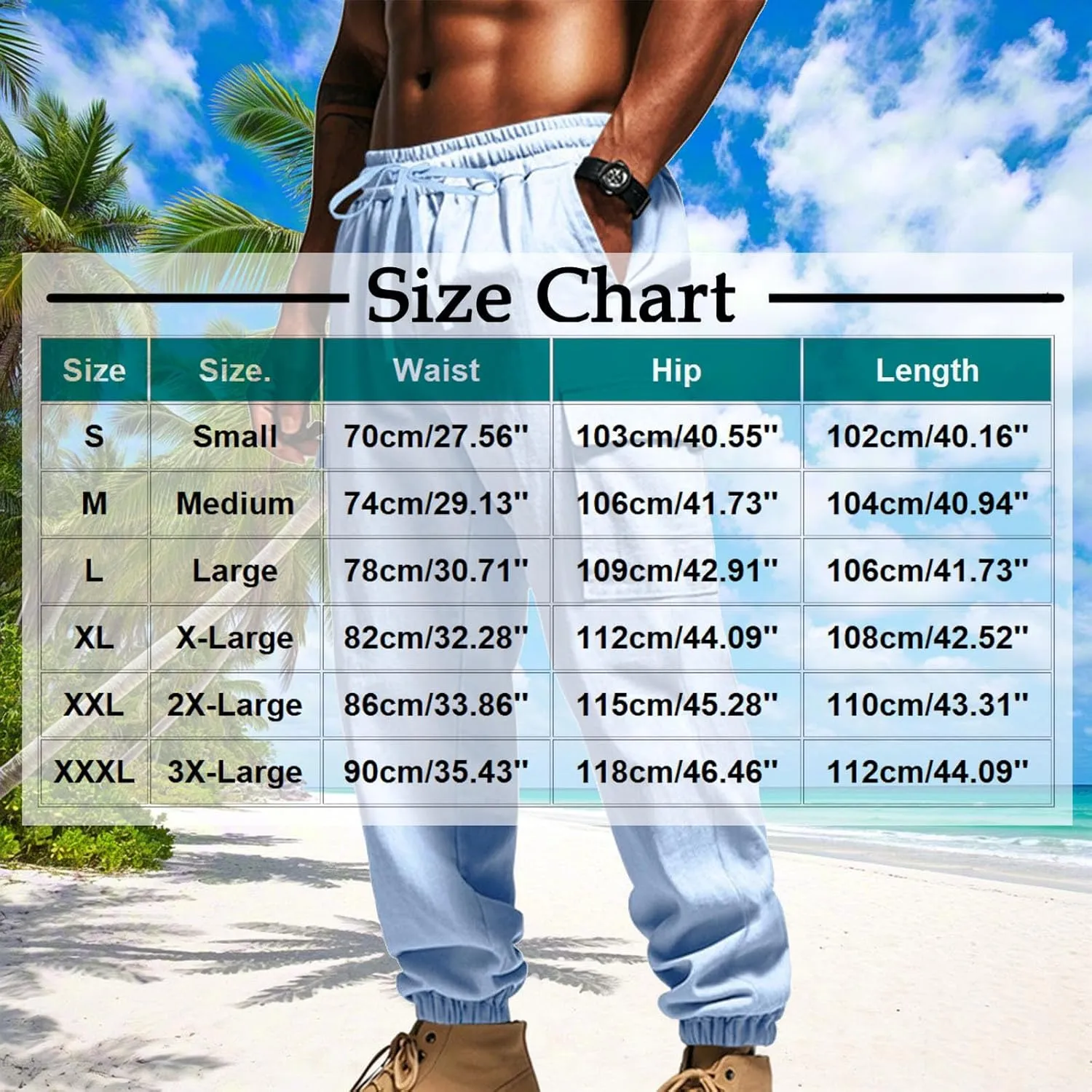 Sinzelimin Men's Linen Cargo Pants Fashion Solid Lace up Elastic Waist Multiple Pockets Wide Leg Sweatpant Versatile Trouser