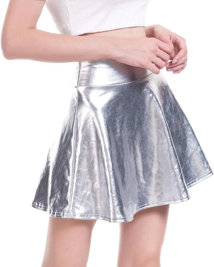 Skirt for Women Women's Casual Fashion Shiny Flared Pleated A-Line Mini Skirt Summer Skirts for Women 2024