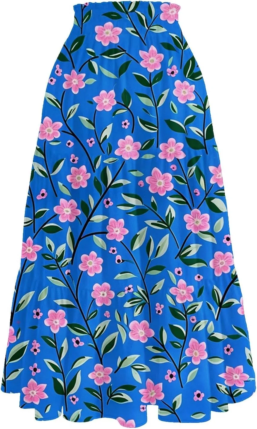 Skirts for Girls High Waist Flowy Maxi Skirt A-Line Long Skirt Boho Summer