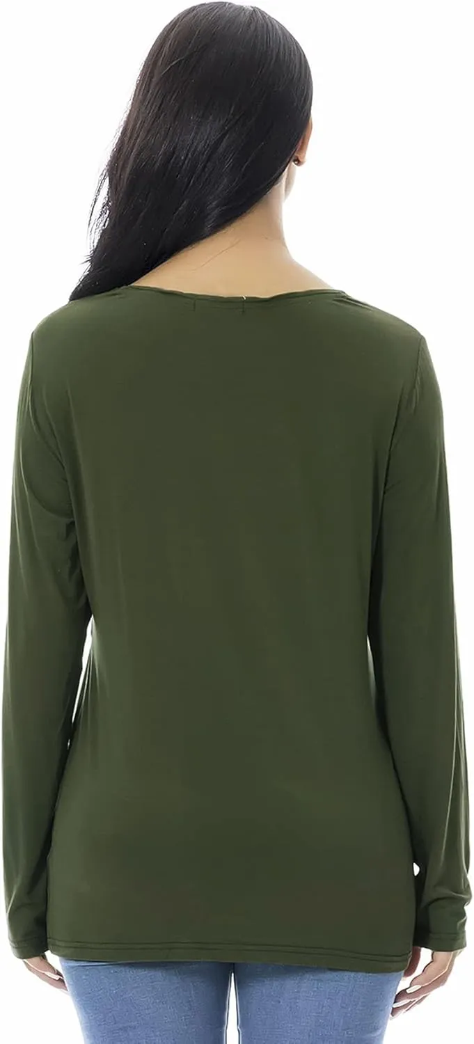 Smallshow Women's Nursing Tops Long Sleeve Shirts for Breastfeeding 3-Pack