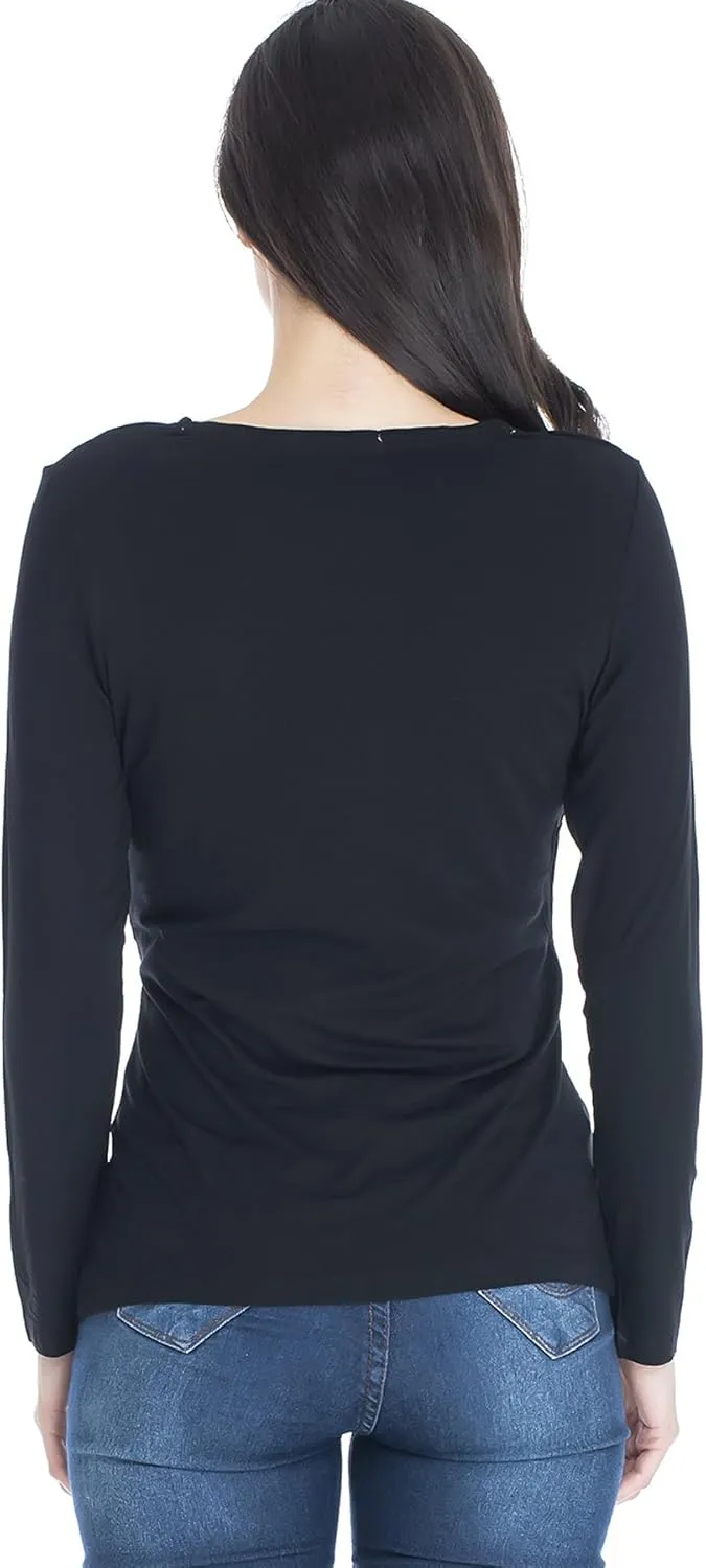 Smallshow Women's Nursing Tops Long Sleeve Shirts for Breastfeeding 3-Pack