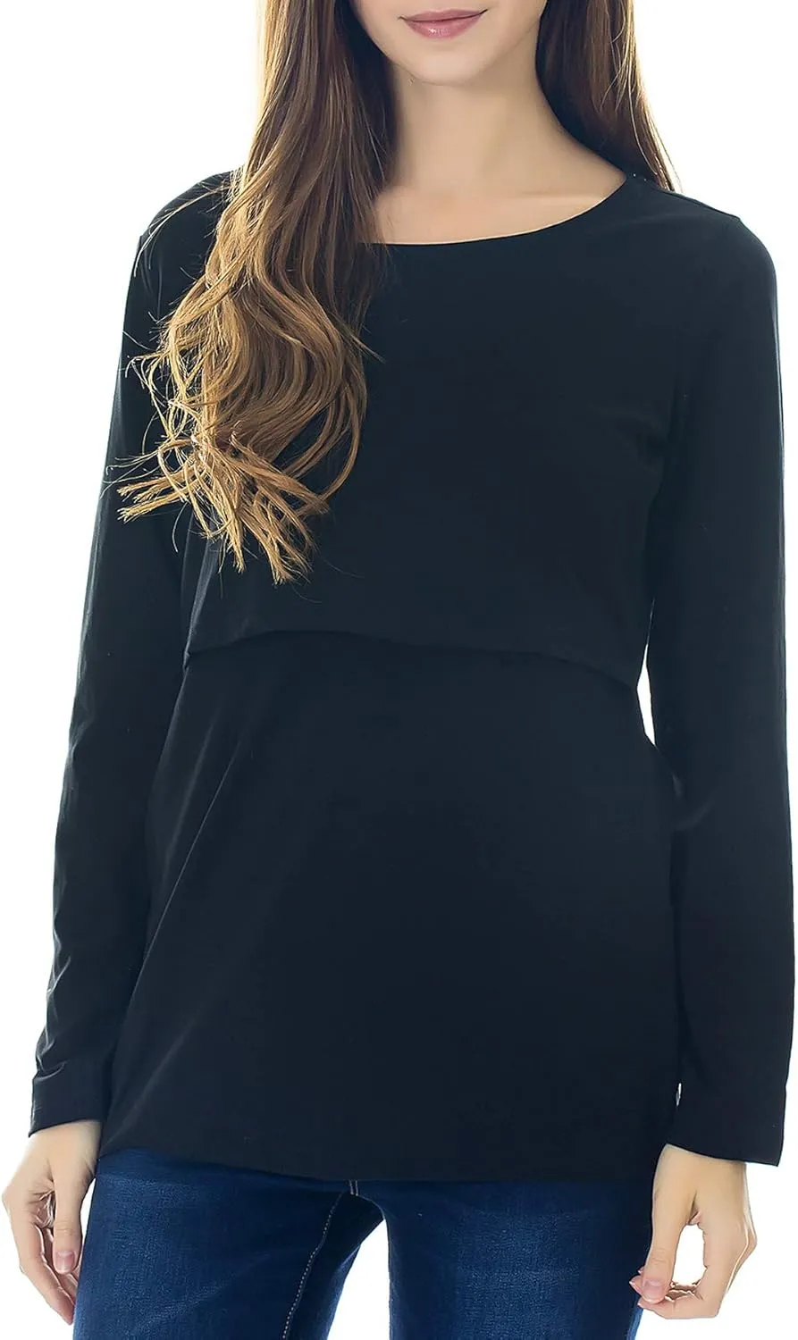 Smallshow Women's Nursing Tops Long Sleeve Shirts for Breastfeeding 3-Pack