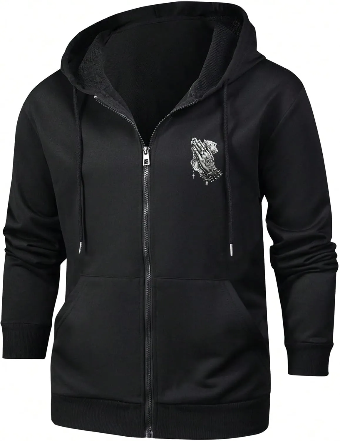 SOLY HUX Men's Graphic Print Zip Up Hoodies Jacket Drawstring Long Sleeve Casual Streetwear Sweatshirt