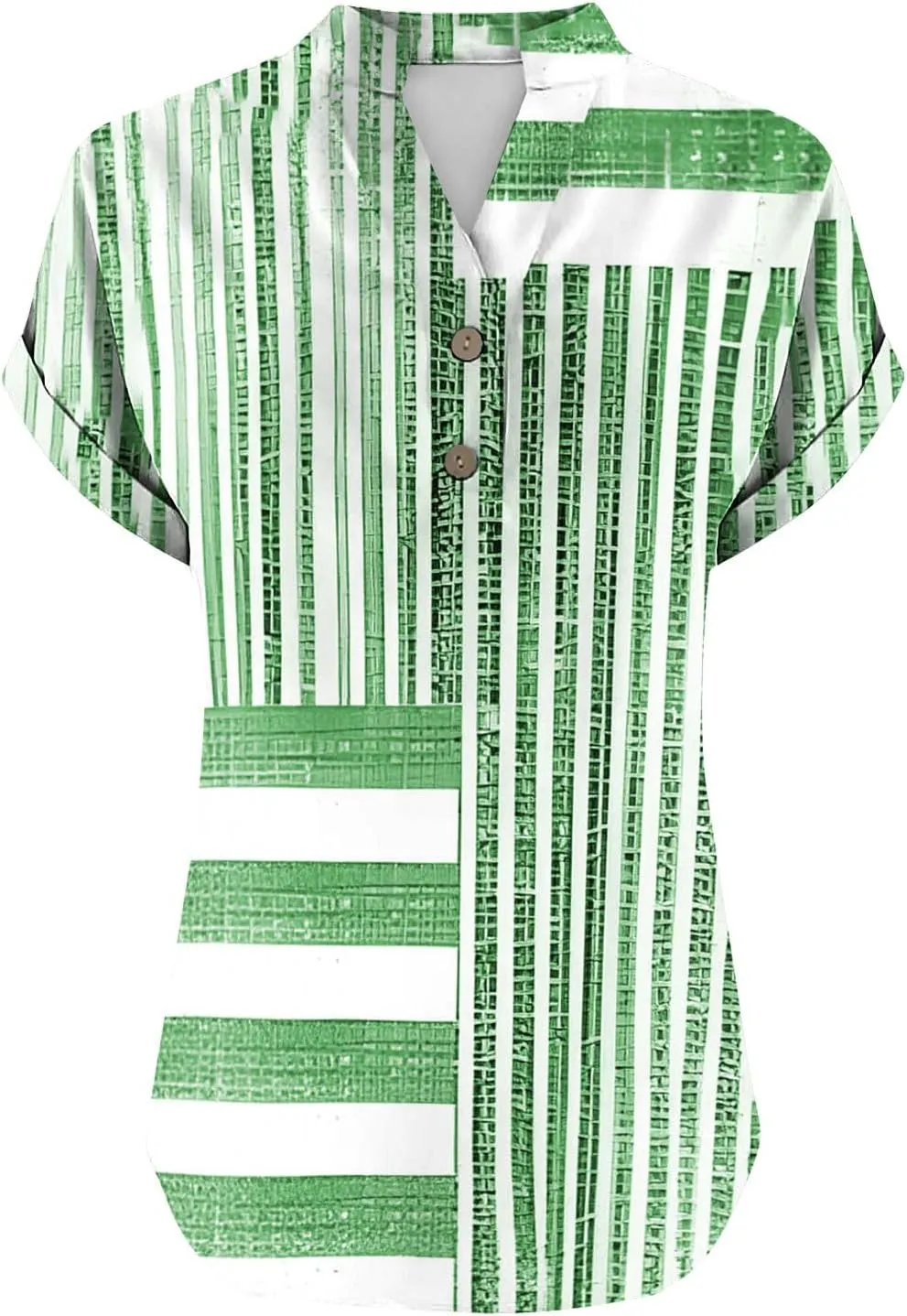 Summer Linen Shirts for Women V Neck Button Down Shirt Casual Loose Fit Tops Floral Print Short Sleeve Blouses 2025