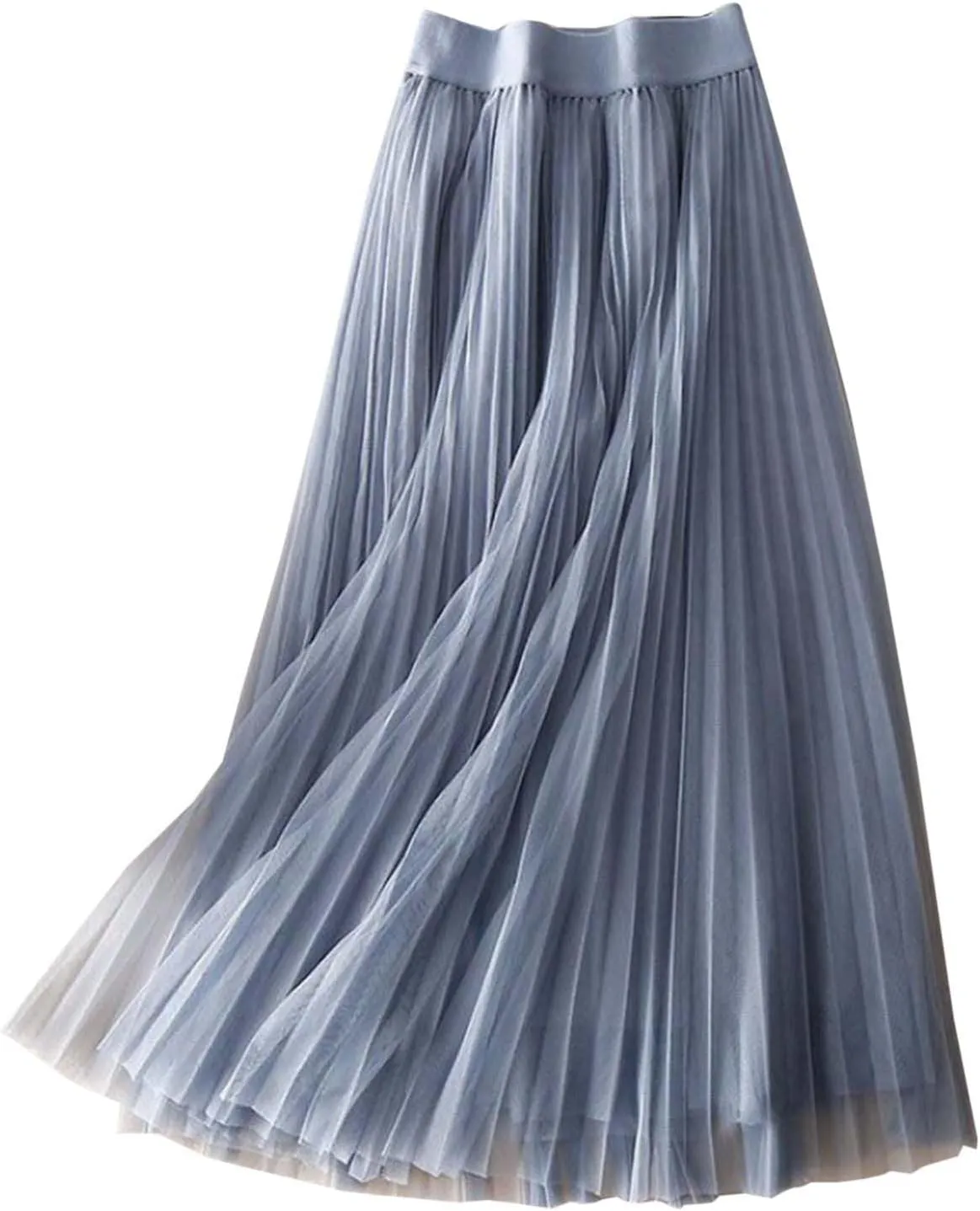 Summer Skirt for Vacation Womens High Elastic Waist Lightweight Sheer A-Line Pleated Flared Maxi Shirts Long Trendy