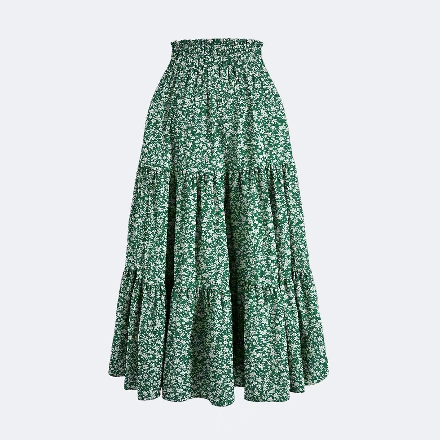 Summer Skirt for Women Comfy Tiered Elastic High Waisted Pleated Skirts Vacation A-Line Flowy Swing Long Skirts