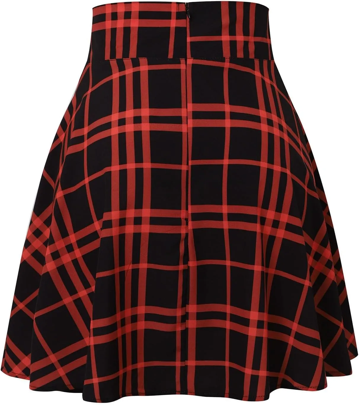 Summer Skirt for Women Trendy Plaid Tummy Control High Waist Back Zipper A-Line Pleated Maxi Short Skirts for Girls